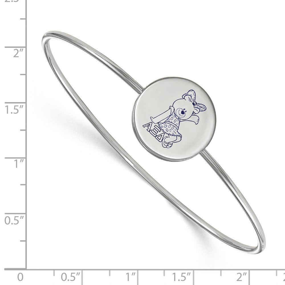 Sterling Silver Rh Plated Logoart Alpha Xi Delta Enameled Slip On Bangle