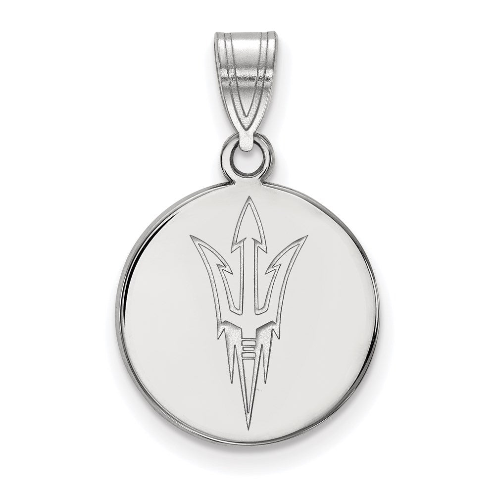 10K White Gold Logoart Arizona State University Pitchfork Medium Disc Pendant
