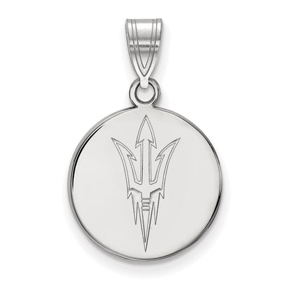 10K White Gold Logoart Arizona State University Pitchfork Medium Disc Pendant