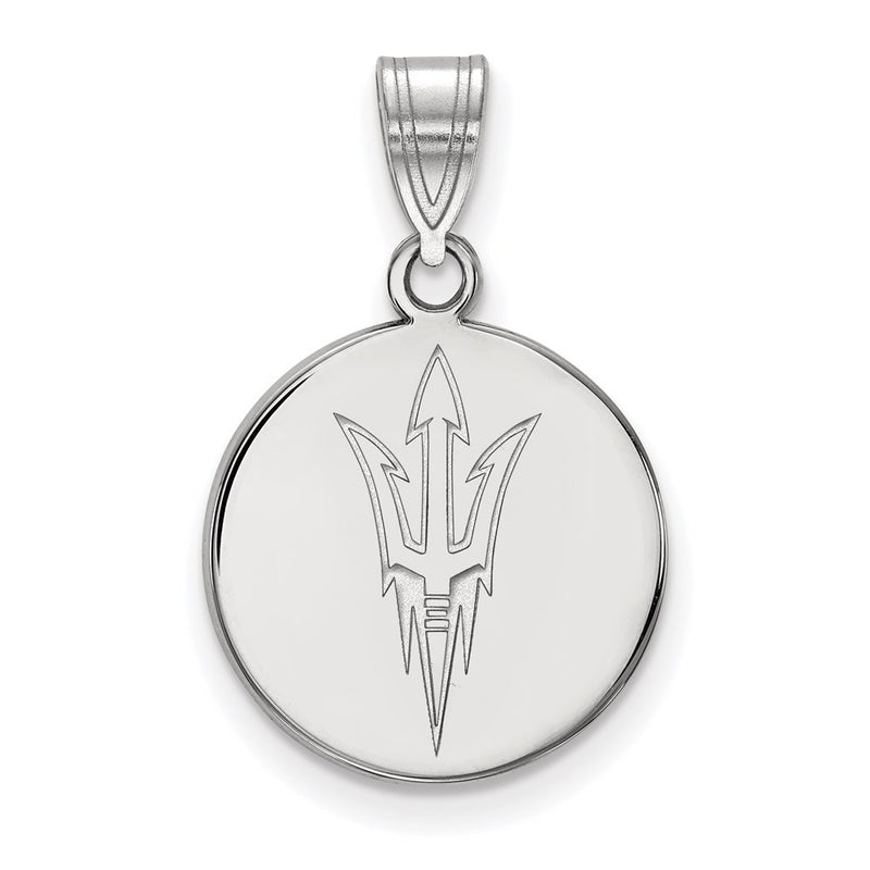10K White Gold Logoart Arizona State University Pitchfork Medium Disc Pendant
