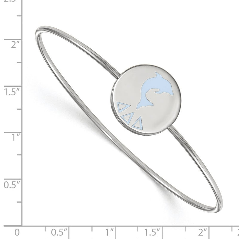 Sterling Silver S. Rh Plated Logoart Delta Enameled Slip On Bangle