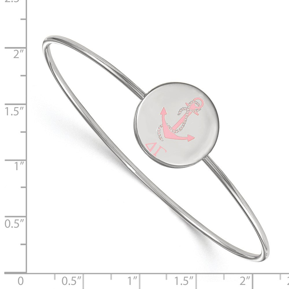 Sterling Silver Rh Plated Logoart Delta Gamma Enameled Slip On Bangle Bracelet