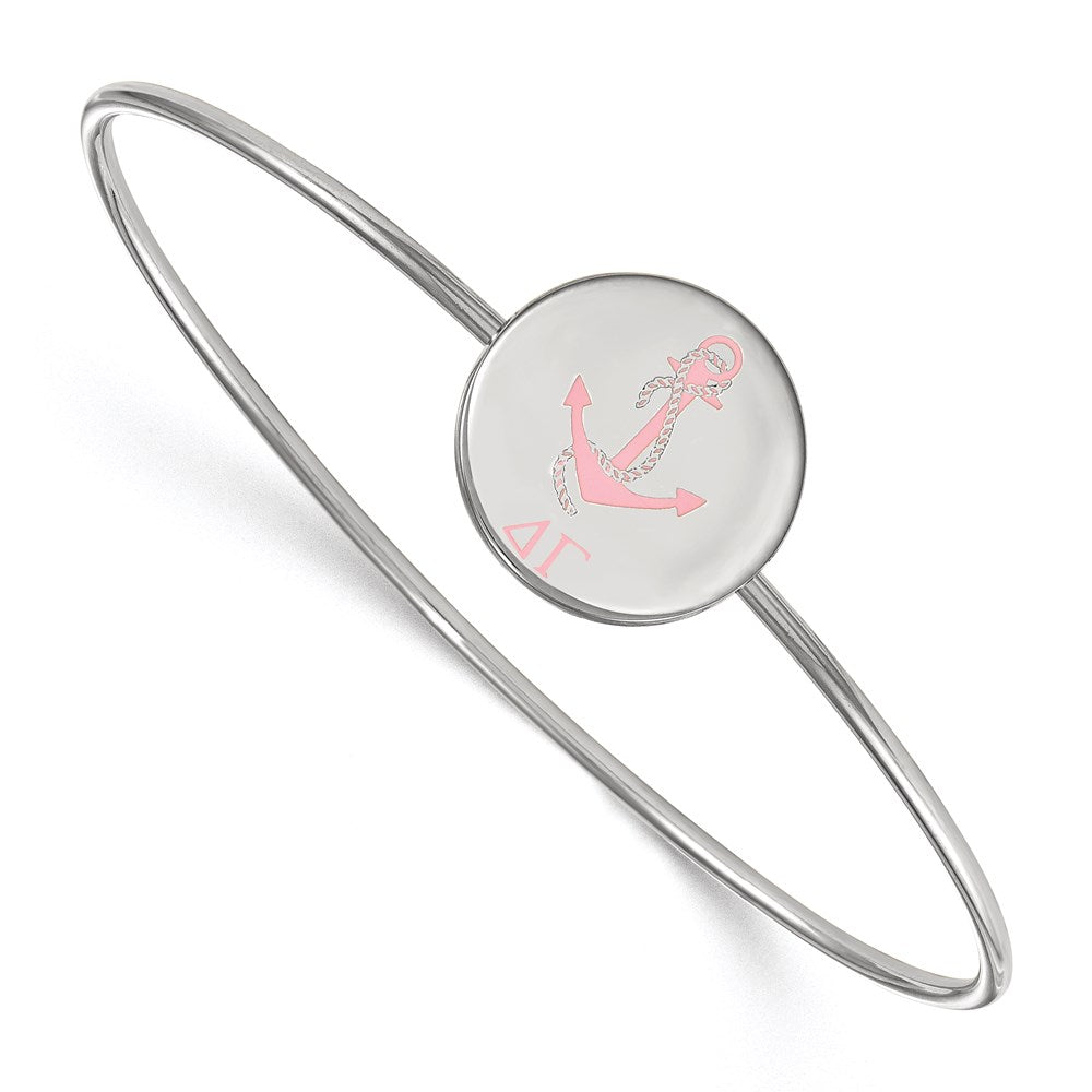 Sterling Silver Rh Plated Logoart Delta Gamma Enameled Slip On Bangle Bracelet