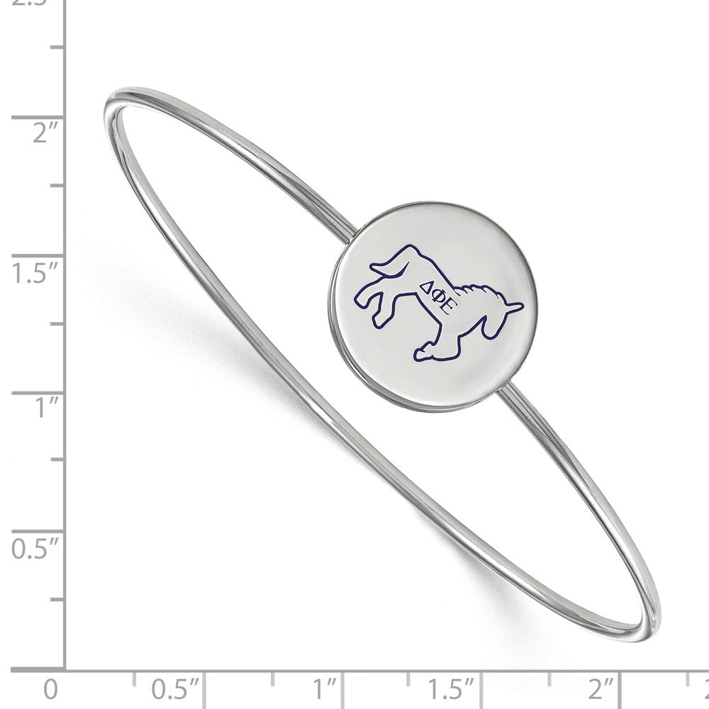 Sterling Silver S. Rh Plated Logoart Delta Phi Epsilon Enameled Slip On Bangle