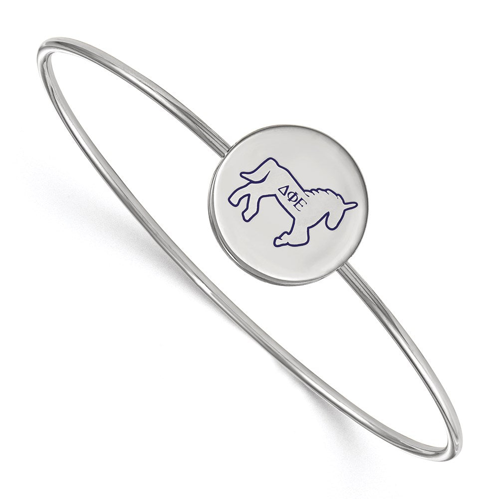 Sterling Silver S. Rh Plated Logoart Delta Phi Epsilon Enameled Slip On Bangle