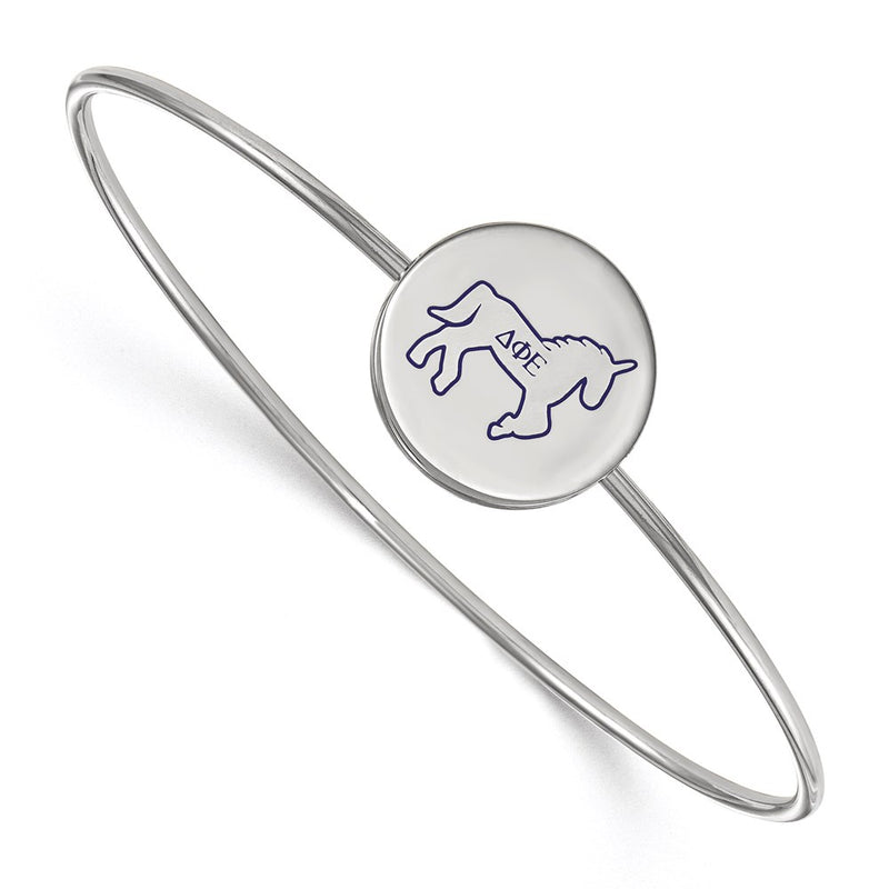 Sterling Silver S. Rh Plated Logoart Delta Phi Epsilon Enameled Slip On Bangle