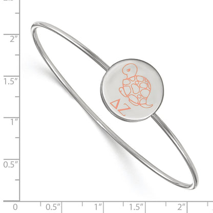 Sterling Silver Rh Plated Logoart Delta Zeta Enameled Slip On Bangle Bracelet