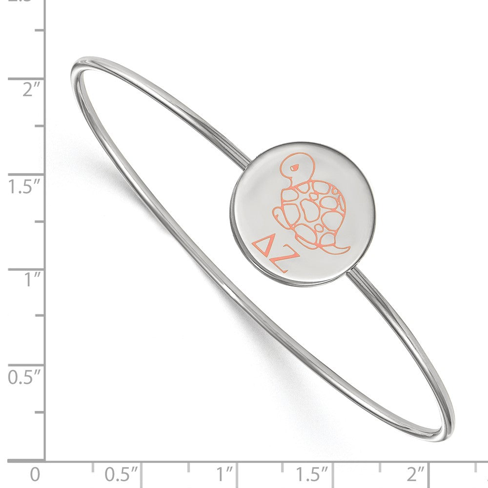 Sterling Silver Rh Plated Logoart Delta Zeta Enameled Slip On Bangle Bracelet