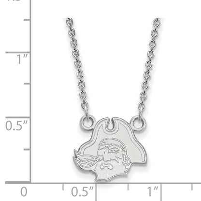 10K White Gold Logoart East Carolina University Pirate Small Pendant 18 Inch Necklace