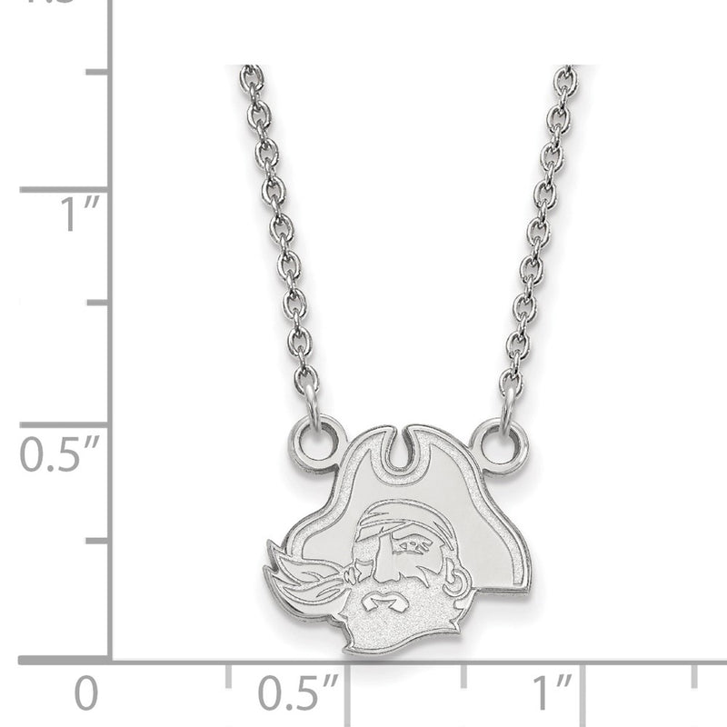 10K White Gold Logoart East Carolina University Pirate Small Pendant 18 Inch Necklace