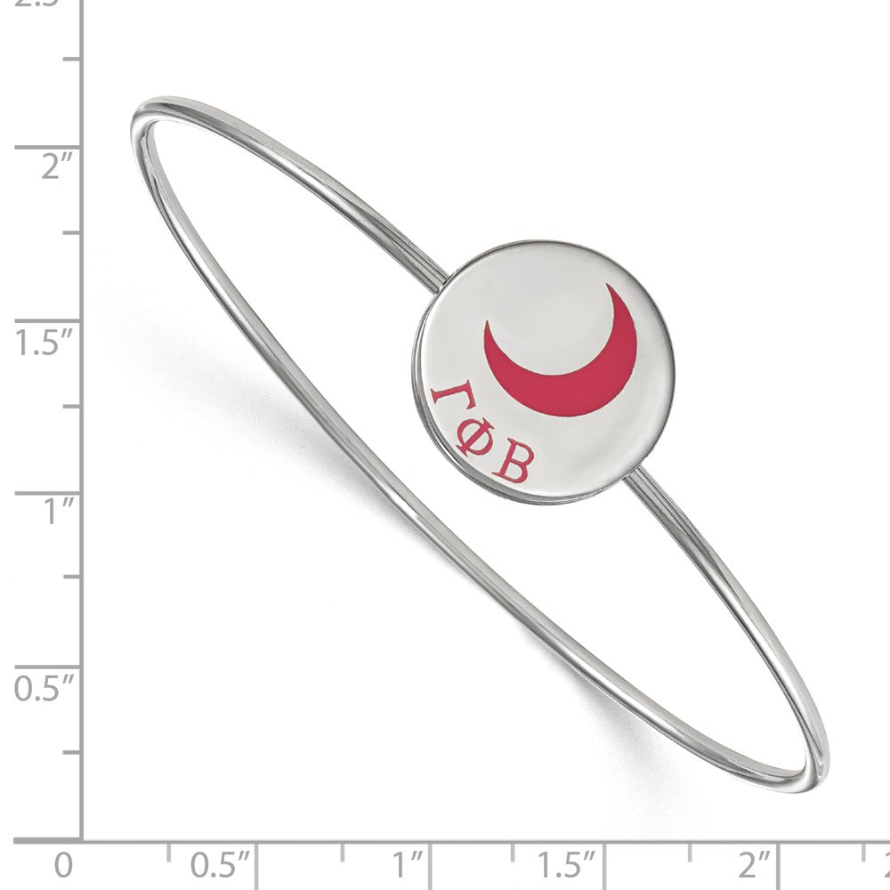 Sterling Silver Rh Plated Logoart Gamma Phi Beta Enameled Slip On Bangle Bracelet