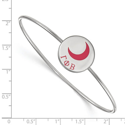 Sterling Silver Rh Plated Logoart Gamma Phi Beta Enameled Slip On Bangle Bracelet