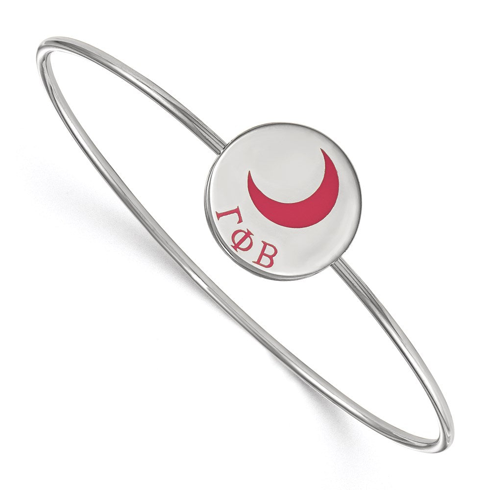 Sterling Silver Rh Plated Logoart Gamma Phi Beta Enameled Slip On Bangle Bracelet