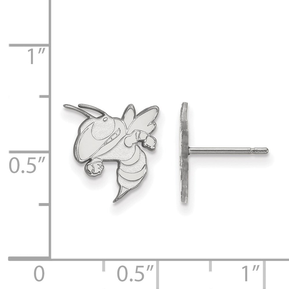 10K White Gold Logoart Georgia Institute Of Technology Yellow Jacket Small Post Earrings