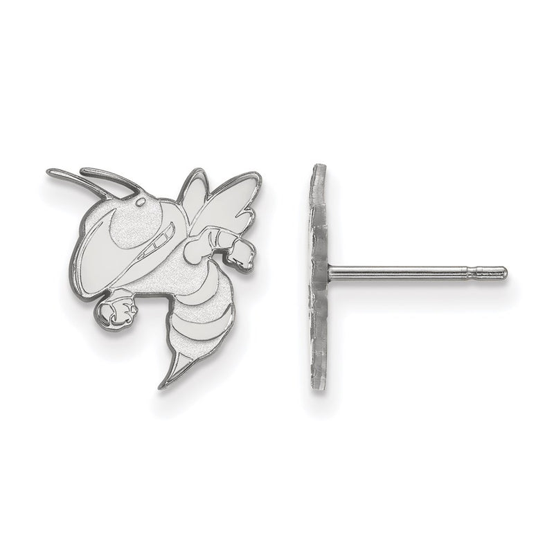 Sterling Silver Rhodium Plated Logoart Georgia Institute Of Technology Yellow Jacket Small Post Earrings