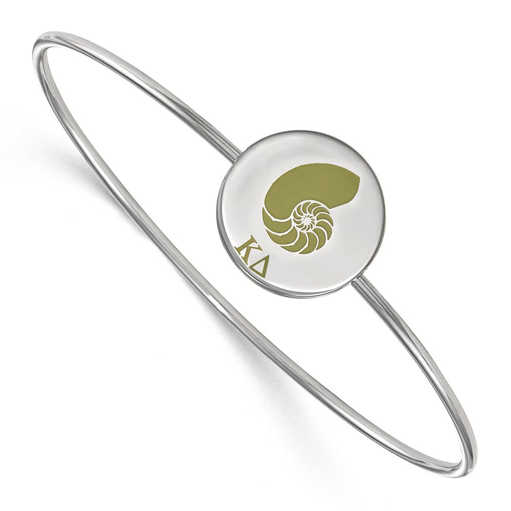 Sterling Silver Rh Plated Logoart Kappa Delta Enameled Slip On Bangle Bracelet