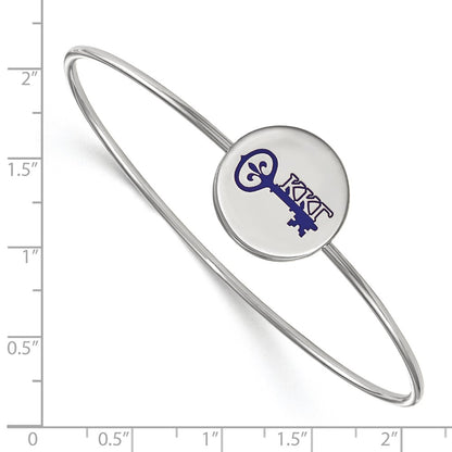 Sterling Silver S. Rh Plated Logoart Kappa Gamma Enameled Slip On Bangle