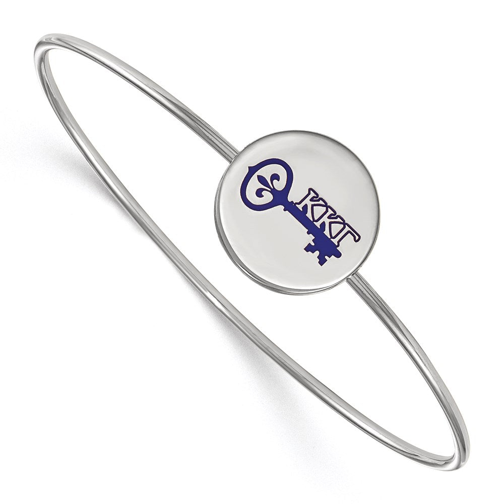 Sterling Silver S. Rh Plated Logoart Kappa Gamma Enameled Slip On Bangle