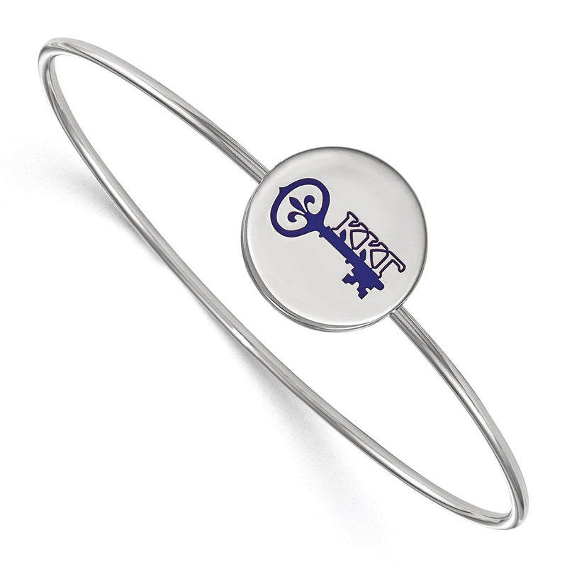 Sterling Silver S. Rh Plated Logoart Kappa Gamma Enameled Slip On Bangle