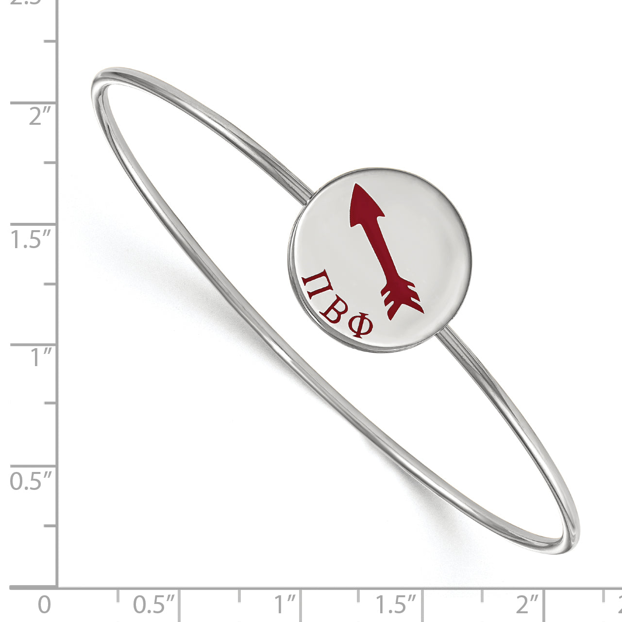 Sterling Silver Rh Plated Logoart Pi Beta Phi Enameled Slip On Bangle Bracelet