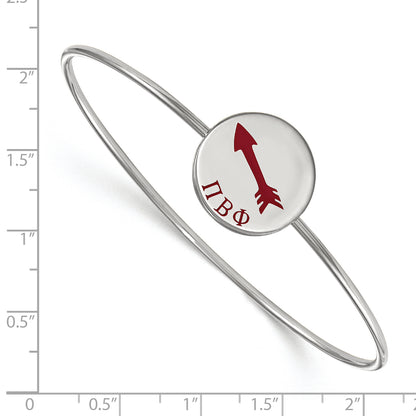 Sterling Silver Rh Plated Logoart Pi Beta Phi Enameled Slip On Bangle Bracelet