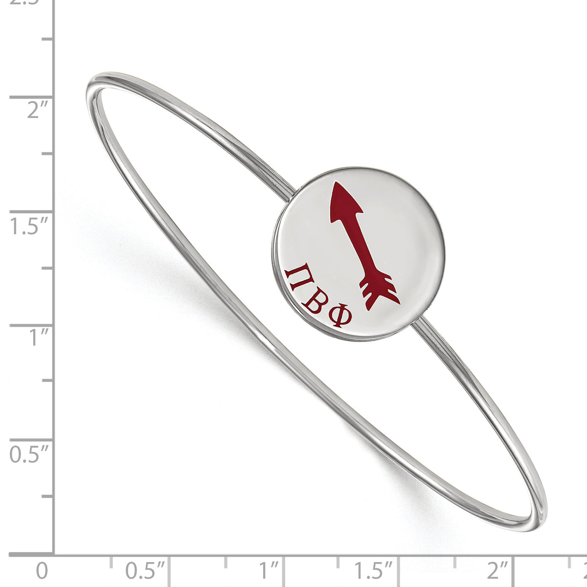 Sterling Silver Rh Plated Logoart Pi Beta Phi Enameled Slip On Bangle Bracelet