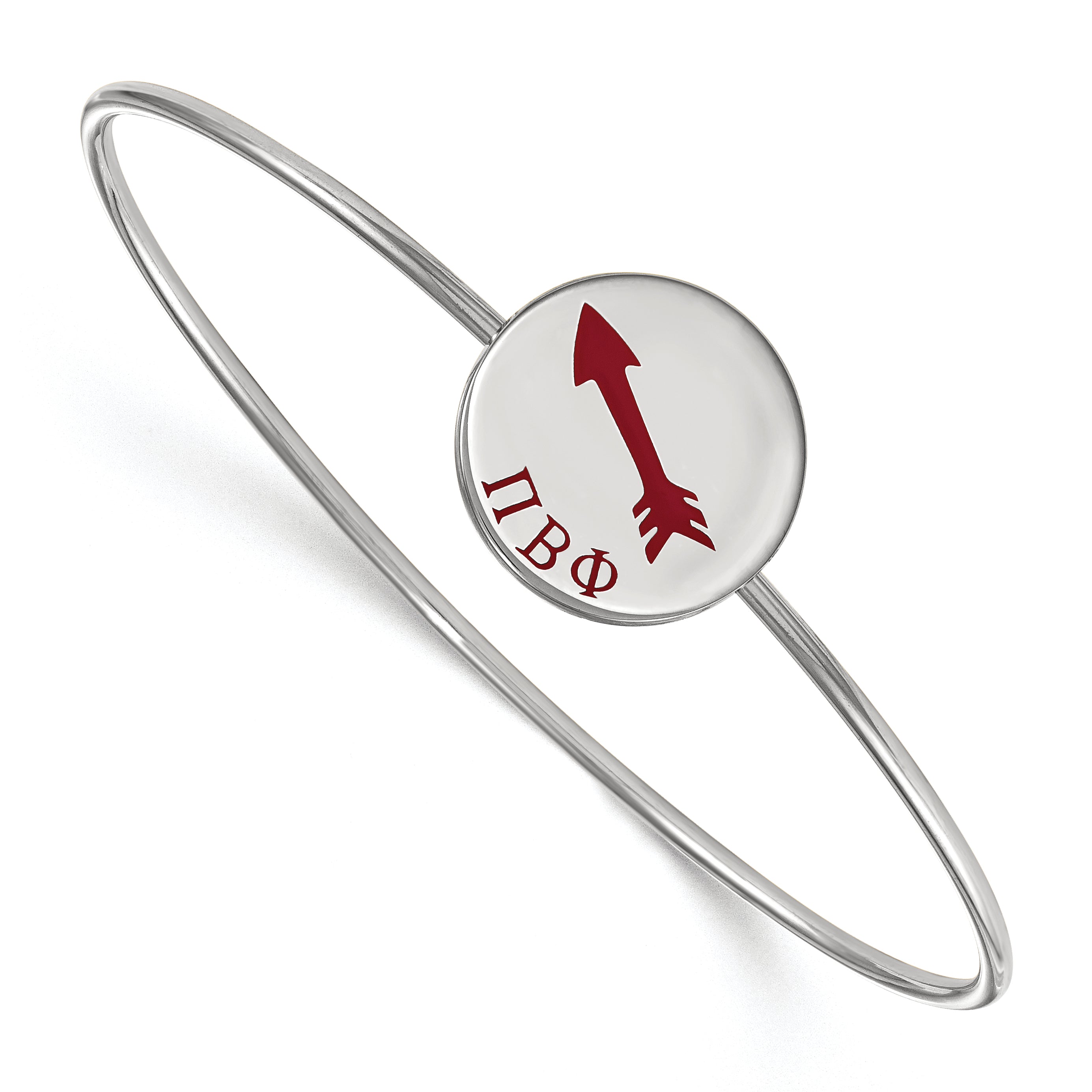 Sterling Silver Rh Plated Logoart Pi Beta Phi Enameled Slip On Bangle Bracelet