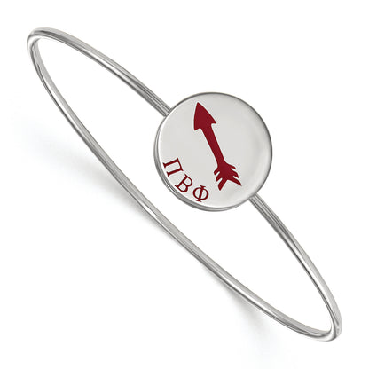 Sterling Silver Rh Plated Logoart Pi Beta Phi Enameled Slip On Bangle Bracelet