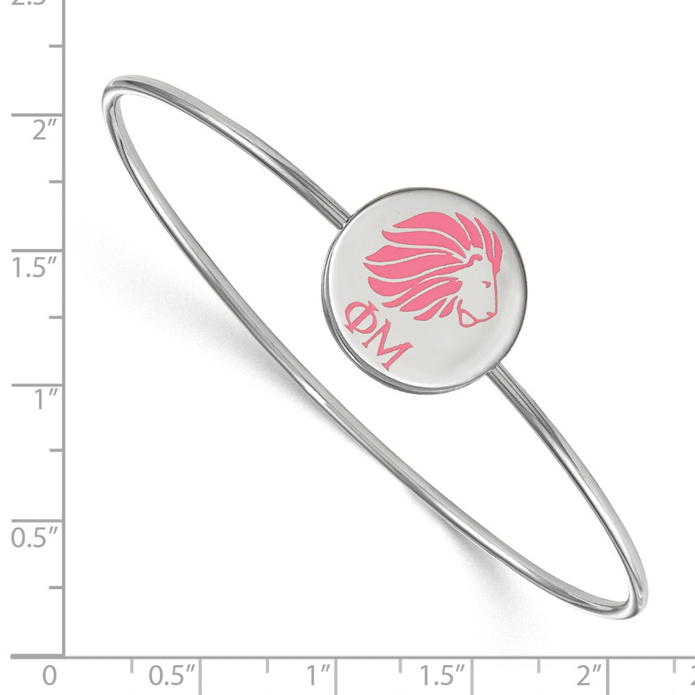 Sterling Silver Rh Plated Logoart Phi Mu Enameled Slip On Bangle