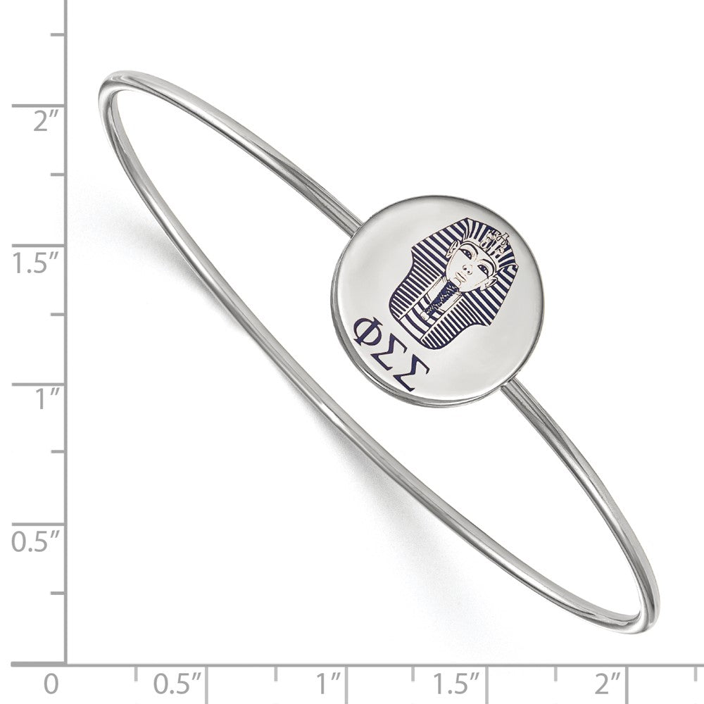 Sterling Silver Rh Plated Logoart Phi Sigma Enameled Slip On Bangle