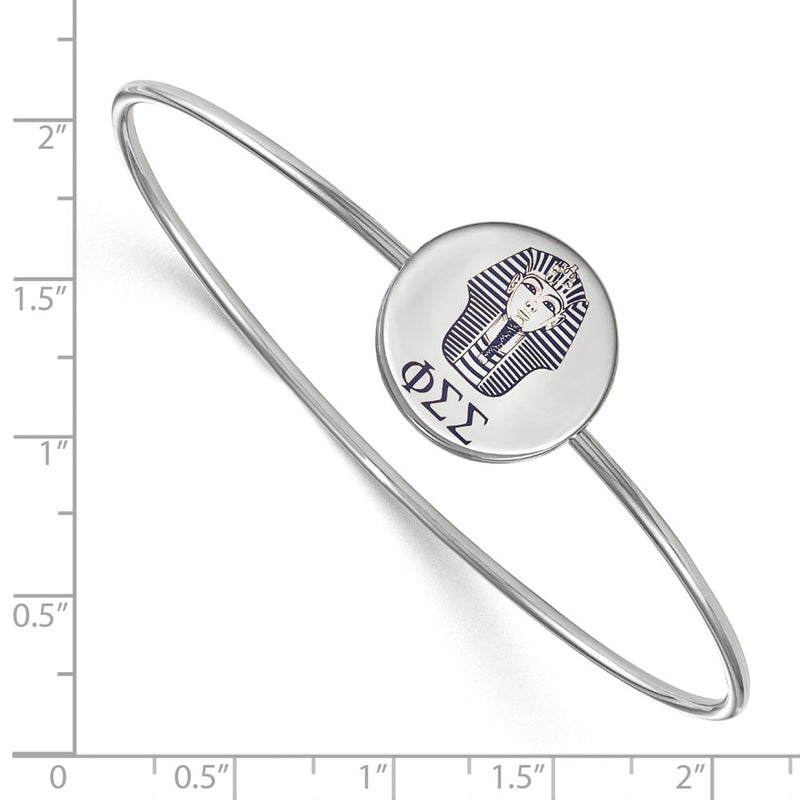 Sterling Silver Rh Plated Logoart Phi Sigma Enameled Slip On Bangle