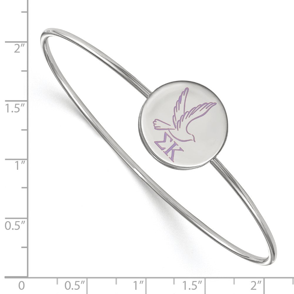 Sterling Silver Rh Plated Logoart Sigma Kappa Enameled Slip On Bangle Bracelet