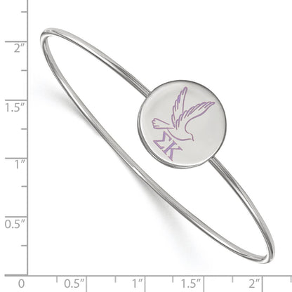 Sterling Silver Rh Plated Logoart Sigma Kappa Enameled Slip On Bangle Bracelet
