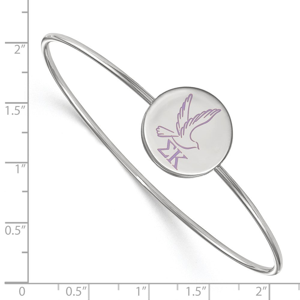 Sterling Silver Rh Plated Logoart Sigma Kappa Enameled Slip On Bangle Bracelet