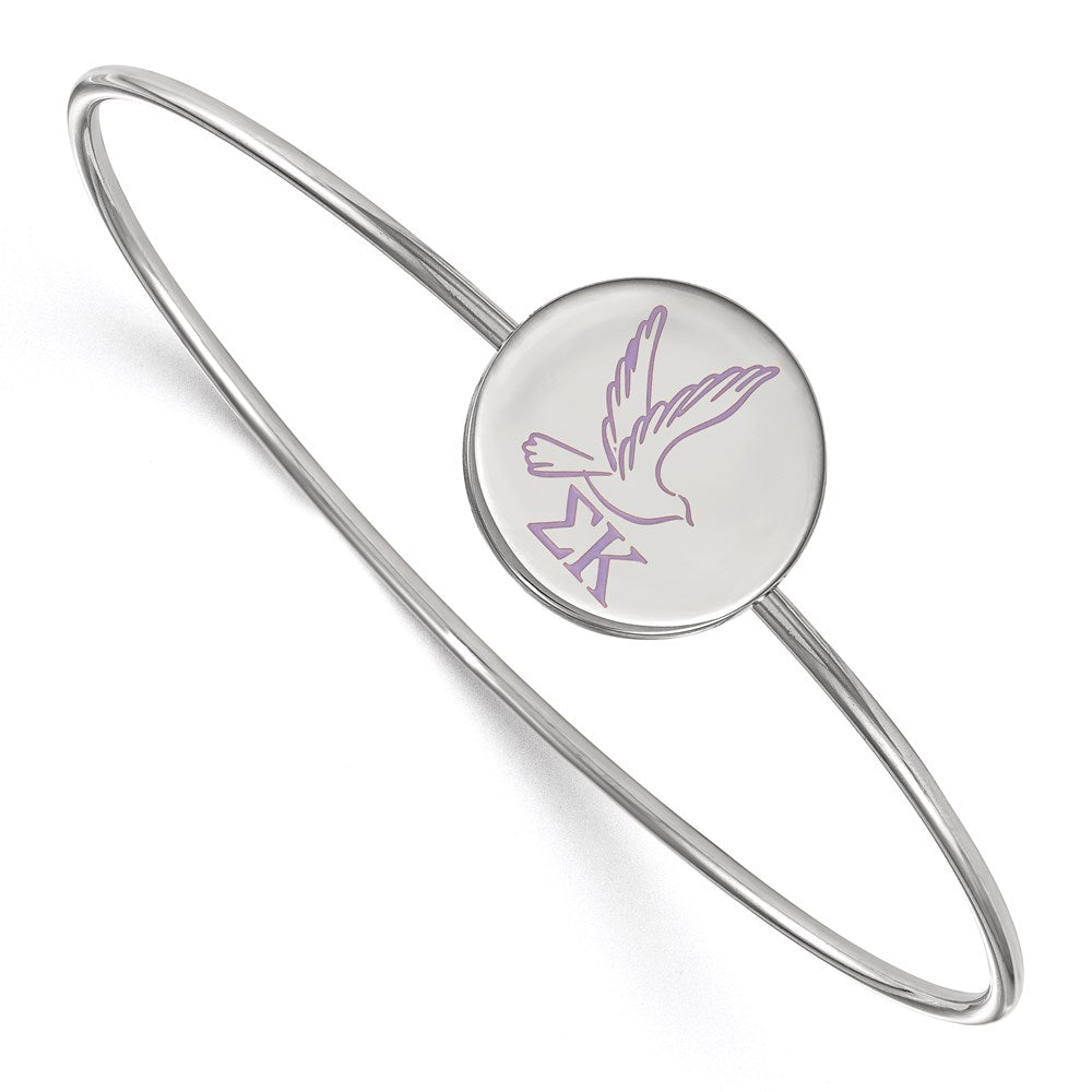 Sterling Silver Rh Plated Logoart Sigma Kappa Enameled Slip On Bangle Bracelet
