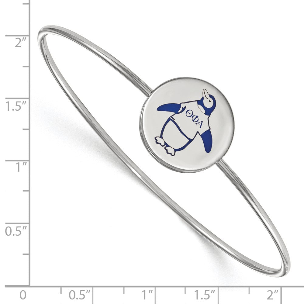 Sterling Silver Rh Plated Logoart Theta Phi Alpha Enameled Slip On Bangle
