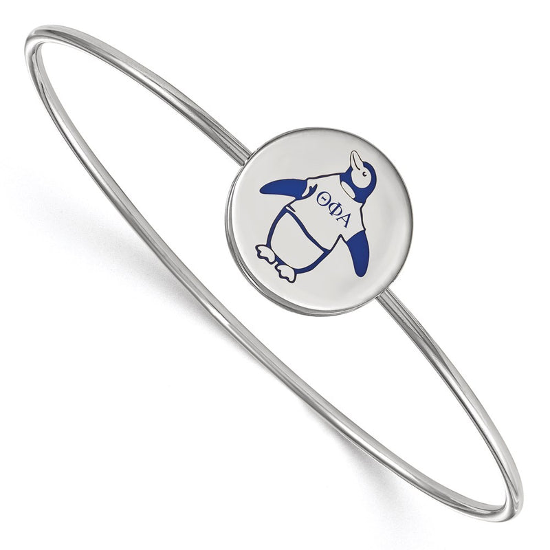 Sterling Silver Rh Plated Logoart Theta Phi Alpha Enameled Slip On Bangle