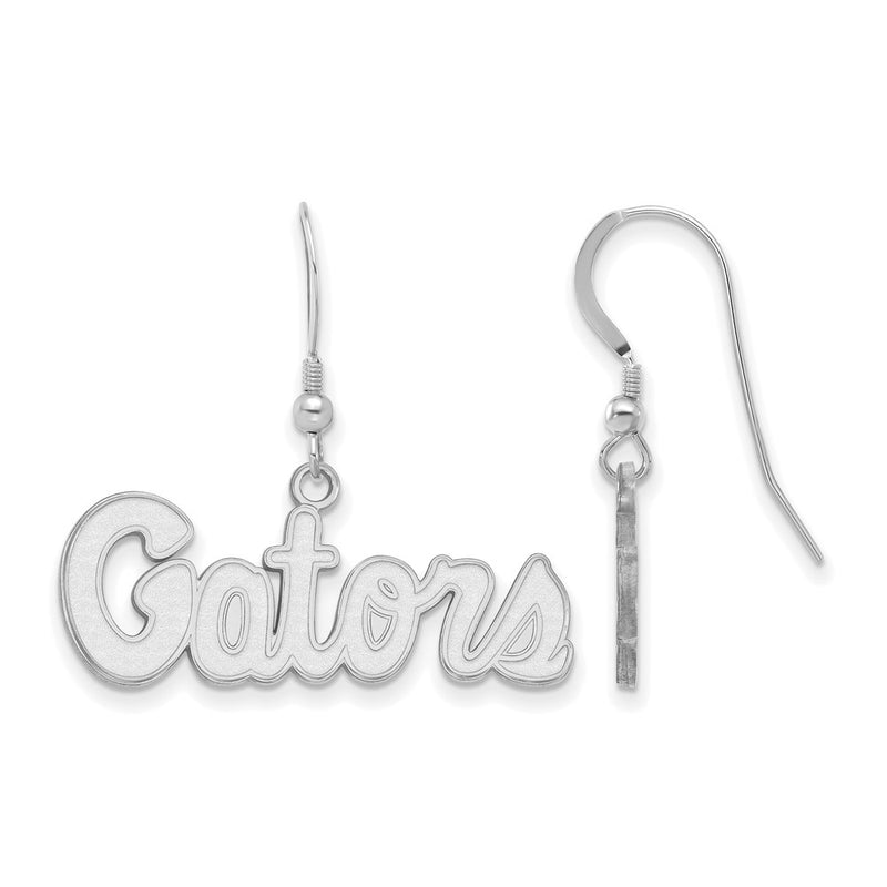 Sterling Silver Rhodium Plated Logoart University Of Florida Gators Script Small Dangle Wire Earrings