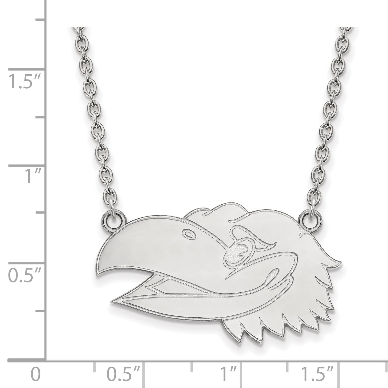 10K White Gold Logoart University Of Kansas Jayhawk Large Pendant 18 Inch Necklace
