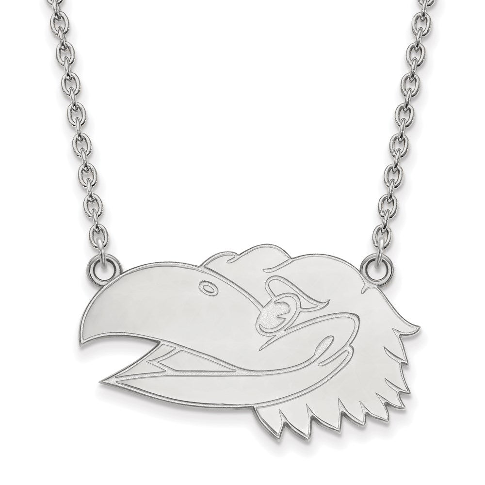 14K White Gold Logoart University Of Kansas Jayhawk Large Pendant 18 Inch Necklace