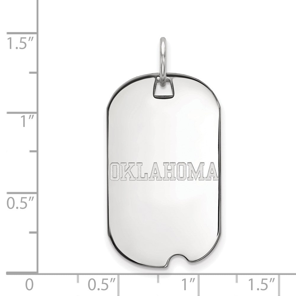 Sterling Silver Rhodium Plated Logoart University Of Oklahoma Small Dog Tag Pendant