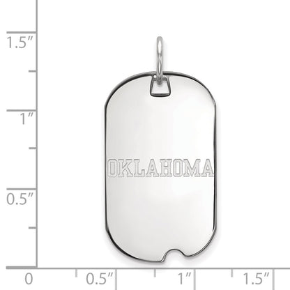 14K White Gold Logoart University Of Oklahoma Small Dog Tag Pendant