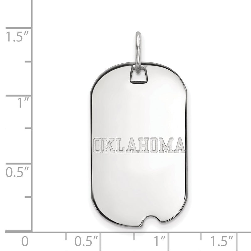 14K White Gold Logoart University Of Oklahoma Small Dog Tag Pendant