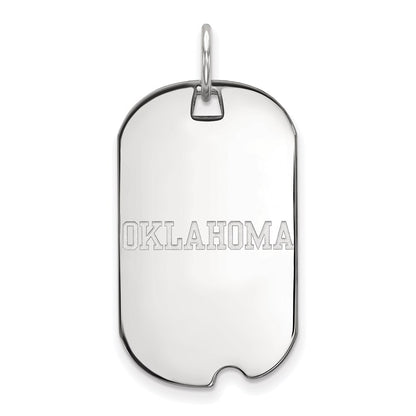 Sterling Silver Rhodium Plated Logoart University Of Oklahoma Small Dog Tag Pendant
