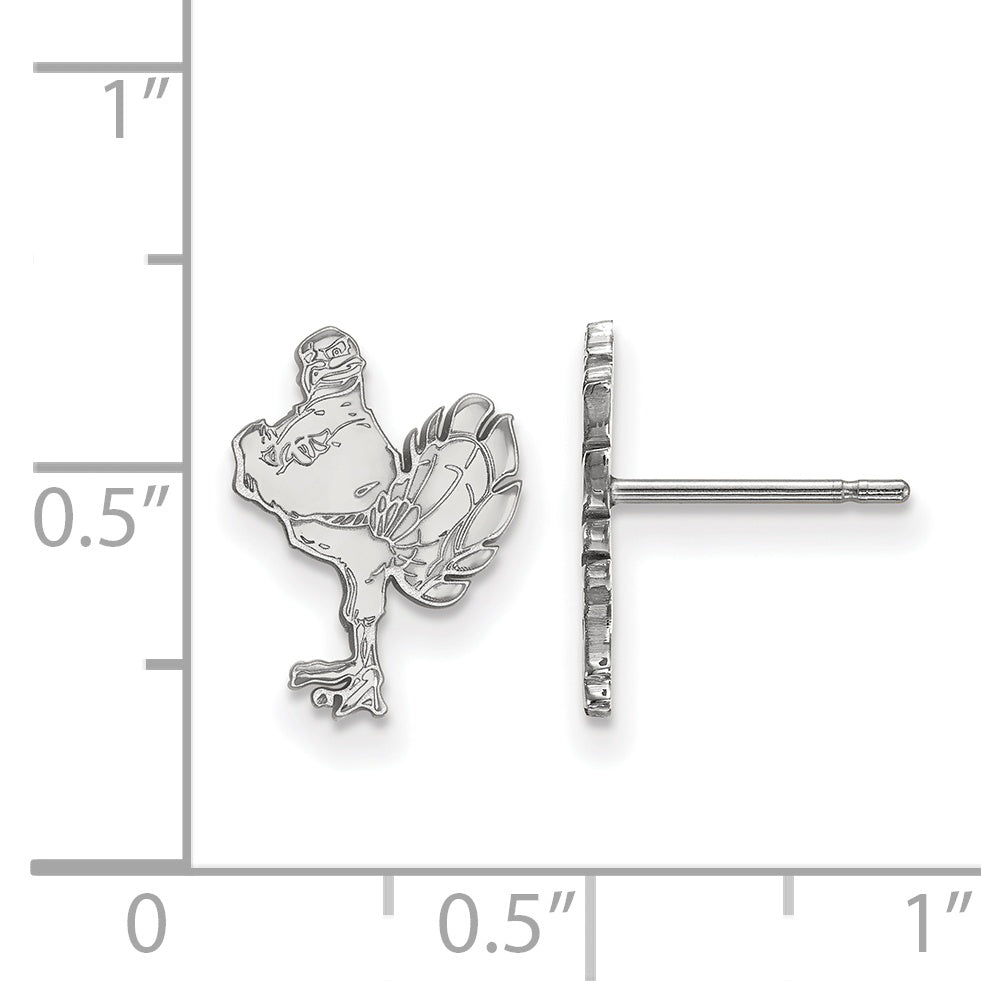 10K White Gold Logoart Virginia Tech Hokiebird Small Post Earrings