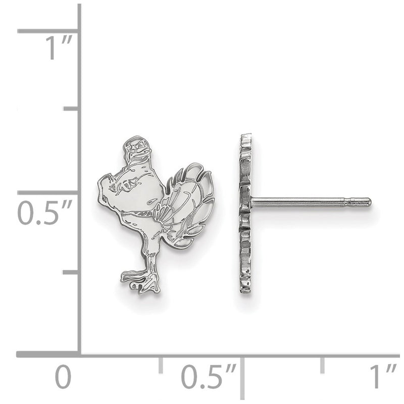 14K White Gold Logoart Virginia Tech Hokiebird Small Post Earrings