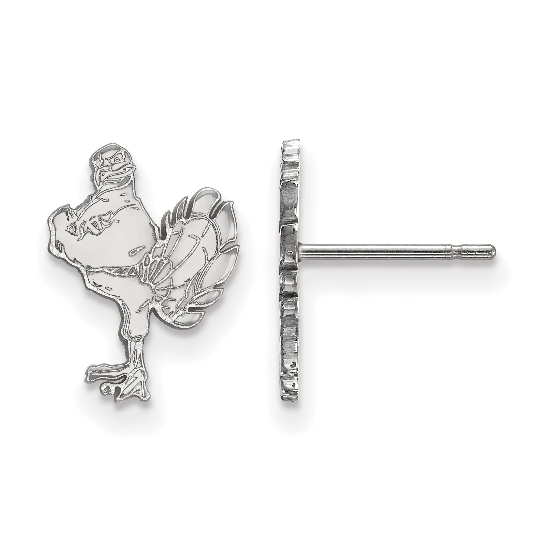 10K White Gold Logoart Virginia Tech Hokiebird Small Post Earrings