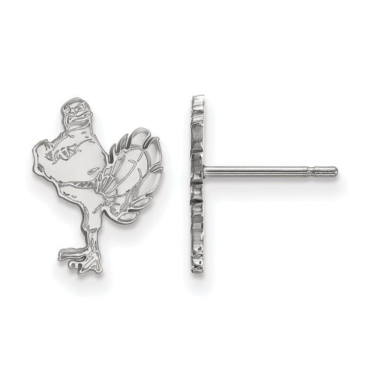 10K White Gold Logoart Virginia Tech Hokiebird Small Post Earrings