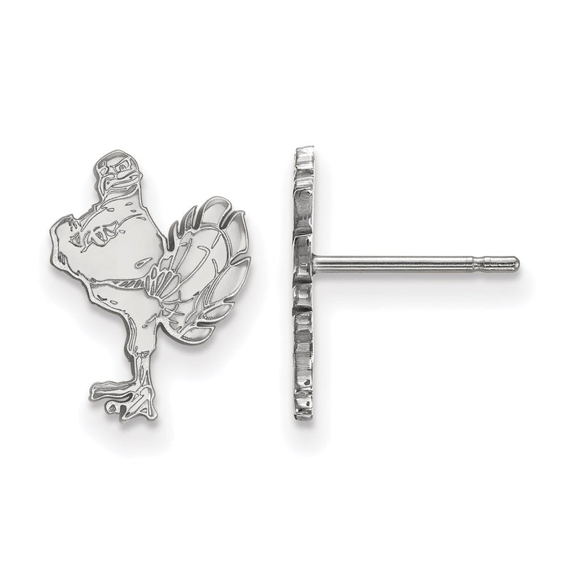 Sterling Silver Rhodium Plated Logoart Virginia Tech Hokiebird Small Post Earrings