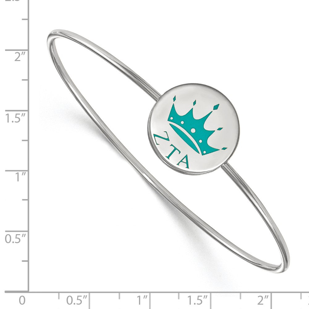 Sterling Silver Rh Plated Logoart Zeta Tau Alpha Enameled Slip On Bangle Bracelet